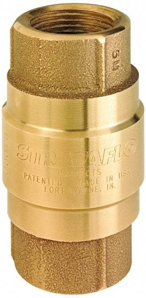 Strataflo - 1-1/4" Brass Check Valve - Inline, FNPT x FNPT, 200 WOG - Best Tool & Supply