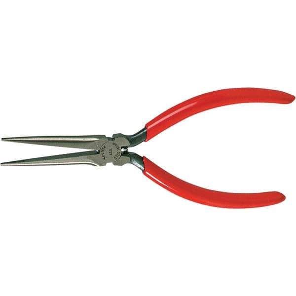 Xcelite - 1-11/16" OAL, 1-23/32" Jaw Length x 15/32" Jaw Width, Long Needle Nose Pliers - Serrated Jaw, Heavy Duty Plastic Dipped Handle - Best Tool & Supply