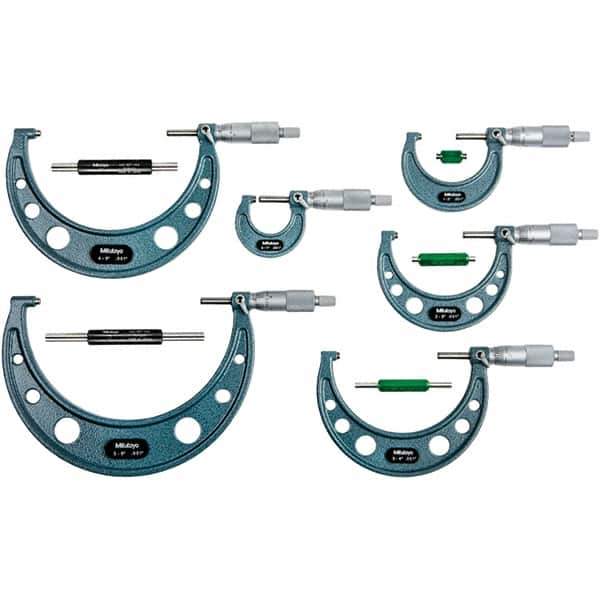 Mitutoyo - Mechanical Outside Micrometer Sets Minimum Measurement (Decimal Inch): 0.0000 Maximum Measurement (Decimal Inch): 6.0000 - Best Tool & Supply