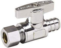 Value Collection - PEX 1/2 Inlet, 125 Max psi, Chrome Finish, Brass Water Supply Stop Valve - 3/8 Compression Outlet, Straight, Chrome Handle, For Use with Any Water Supply Shut Off Application - Best Tool & Supply