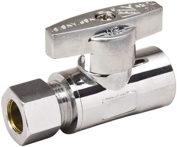 Value Collection - Sweat 1/2 Inlet, 125 Max psi, Chrome Finish, Brass Water Supply Stop Valve - 3/8 Compression Outlet, Straight, Chrome Handle, For Use with Any Water Supply Shut Off Application - Best Tool & Supply