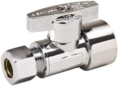 Value Collection - FIP 1/2 Inlet, 125 Max psi, Chrome Finish, Brass Water Supply Stop Valve - 3/8 Compression Outlet, Straight, Chrome Handle, For Use with Any Water Supply Shut Off Application - Best Tool & Supply