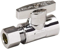 Value Collection - FIP 3/8 Inlet, 125 Max psi, Chrome Finish, Brass Water Supply Stop Valve - 3/8 Compression Outlet, Straight, Chrome Handle, For Use with Any Water Supply Shut Off Application - Best Tool & Supply