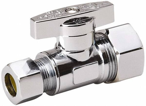 Value Collection - Compression 5/8 Inlet, 125 Max psi, Chrome Finish, Brass Water Supply Stop Valve - 3/8 Compression Outlet, Straight, Chrome Handle, For Use with Any Water Supply Shut Off Application - Best Tool & Supply