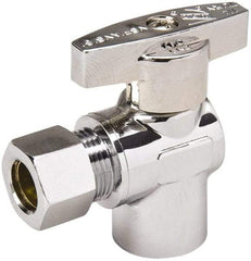 Value Collection - Sweat 1/2 Inlet, 125 Max psi, Chrome Finish, Brass Water Supply Stop Valve - 3/8 Compression Outlet, Angle, Chrome Handle, For Use with Any Water Supply Shut Off Application - Best Tool & Supply