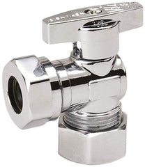 Value Collection - Compression 5/8 Inlet, 125 Max psi, Chrome Finish, Brass Water Supply Stop Valve - 7/16 Compression Outlet, Angle, Chrome Handle, For Use with Any Water Supply Shut Off Application - Best Tool & Supply