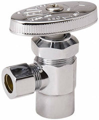 Value Collection - FIP 3/8 Inlet, 125 Max psi, Chrome Finish, Brass Water Supply Stop Valve - 3/8 Compression Outlet, Angle, Chrome Handle, For Use with Any Water Supply Shut Off Application - Best Tool & Supply