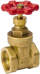 Value Collection - 1/2" Pipe, Class 150, IPS Brass Wedge Compact Gate Valve - 200 WOG, 200 WSP, Screw Over Bonnet, For Use with Water, Oil & Gas - Best Tool & Supply