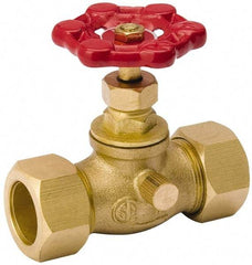 Value Collection - 3/4" Pipe, 125 psi WOG Rating, Brass Stop & Waste Valve - Lobe Type Handle, Comp End Connections, Use with Water, Oil, Air - Best Tool & Supply