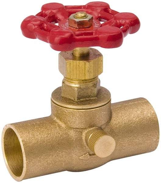 Value Collection - 3/4" Pipe, 125 psi WOG Rating, Brass Stop & Waste Valve - Lobe Type Handle, C x C End Connections, Use with Water, Oil, Air - Best Tool & Supply