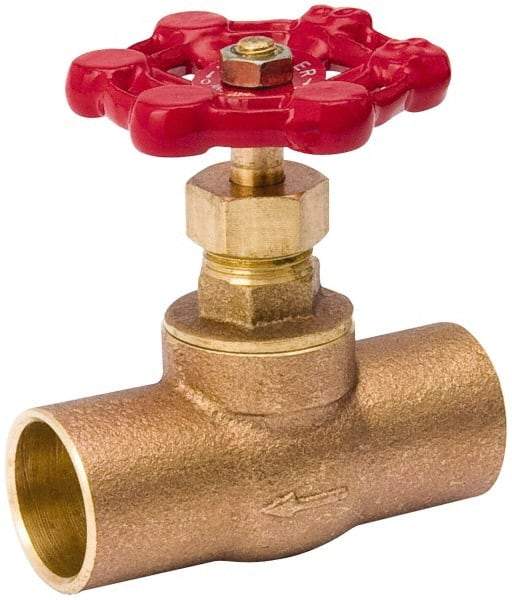 Value Collection - 1/2" Pipe, 125 psi WOG Rating, Brass, Stop Valve - Lobe Type Handle, C x C End Connections, Use with Water, Oil, Air - Best Tool & Supply