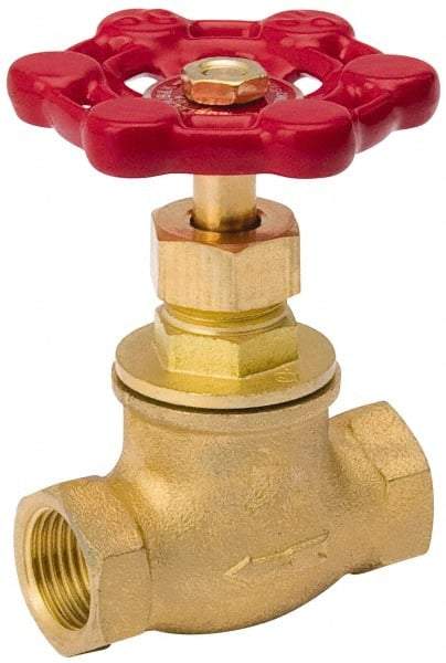 Value Collection - 1/2" Pipe, 125 psi WOG Rating, Brass, Stop Valve - Lobe Type Handle, IPS End Connections, Use with Water, Oil, Air - Best Tool & Supply