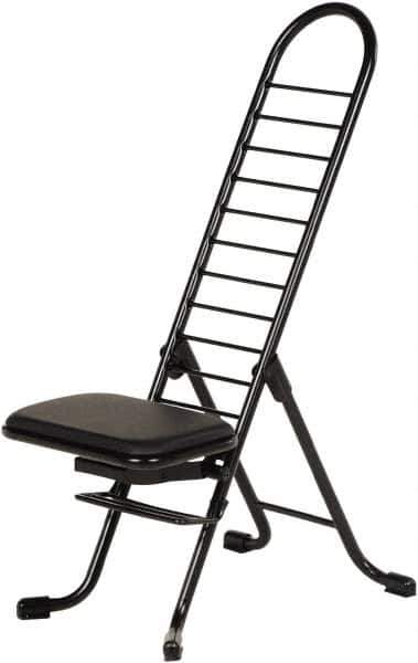 Vestil - 16-3/4" Wide x 21-1/4" Deep x 13" & 34" High, Steel Folding Chair with 1" Padded Seat - Black - Best Tool & Supply