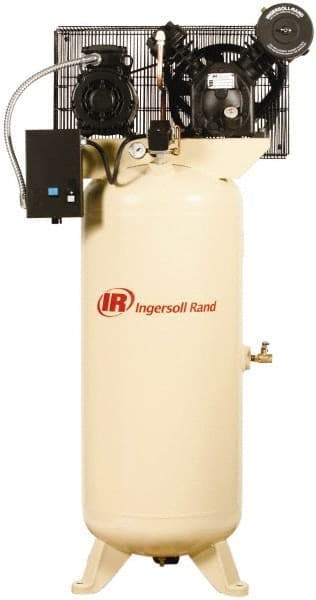 Ingersoll-Rand - 5 hp, 60 Gal Stationary Electric Vertical Air Compressor - Three Phase, 175 Max psi, 14 CFM, 230 Volt - Best Tool & Supply