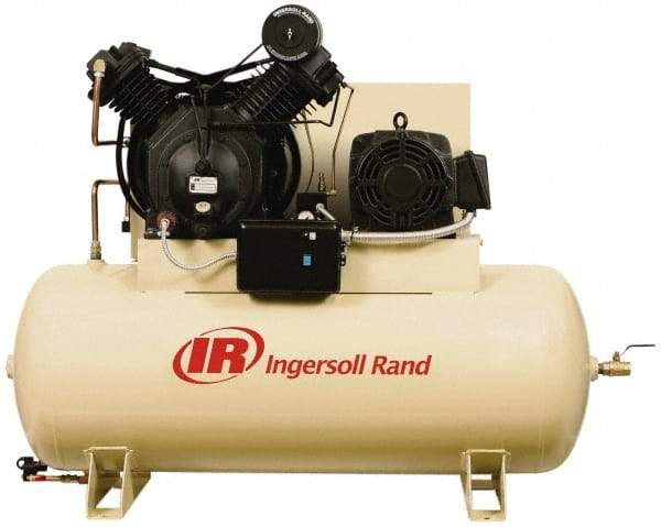 Ingersoll-Rand - 15 hp, 120 Gal Stationary Electric Horizontal Screw Air Compressor - Three Phase, 175 Max psi, 50 CFM, 460 Volt - Best Tool & Supply