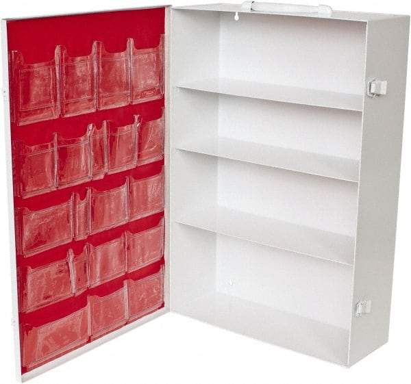 Medique - 15-1/8 Inch Wide x 5-1/8 Inch Deep x 21-1/8 Inch High, Fixed Industrial Empty First Aid Cabinet - Metal, Horizontal, 4 Shelves, White - Best Tool & Supply