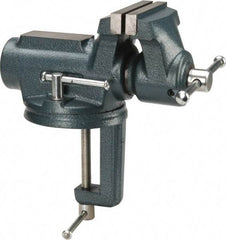 Wilton - 4" Jaw Width, 2-1/4" Opening Capacity, 2" Throat Depth, Steel Swivel Bench Vise - Clamp-On Base Attachment, 10" Long x 5.4" Wide x 10.1" High - Best Tool & Supply