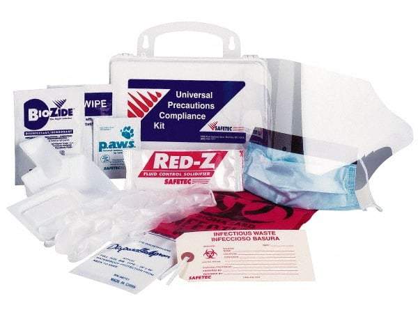 Medique - 13 Piece, Body Fluid Clean-Up First Aid Kit - 6-1/4" Wide x 3" Deep x 6" High, Cardboard - Best Tool & Supply