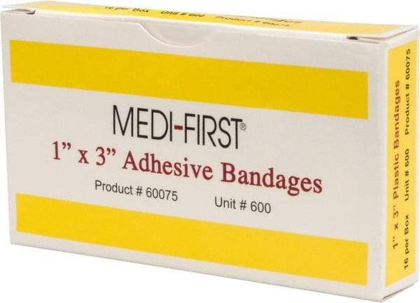 Medique - 3" Long x 1" Wide, General Purpose Self-Adhesive Bandage - Yellow, Plastic Bandage - Best Tool & Supply