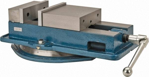 Interstate - 8" Jaw Width, 8-1/4" Jaw Opening Capacity, Horizontal Swivel Machine Vise - Manual Operation, 1 Station, 21-3/4" Long x 5-5/16" High x 2" Deep, 2" Jaw Height - Best Tool & Supply