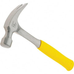 Stanley - 16 oz Head, Curved Claw Hammer - 12.8" OAL, Steel Head, 1.1" Face Diam, Smooth Face, Steel Handle with Grip - Best Tool & Supply