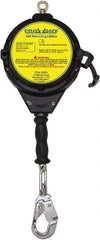 PRO-SAFE - 30' Long, 310 Lb Capacity, Galvanized Steel Cable Self-Retracting Lifeline - 3/16" Diam, Swivel Locking Snap Hook Connector with Load Indicator, Self-Locking Carabiner Connector, Metallic/Black - Best Tool & Supply