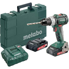 Metabo - 18 Volt 1/16 to 1/2" Keyless Chuck Cordless Hammer Drill - 31950 BPM, 600 to 2,100 RPM, Reversible, Pistol Grip Handle - Best Tool & Supply