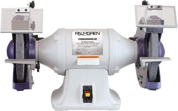 Palmgren - 10" Wheel Diam x 1" Wheel Width, 1-1/2 hp Grinder - 1" Arbor Hole Diam, 1 Phase, 1,725 Max RPM, 115/230 Volts - Best Tool & Supply