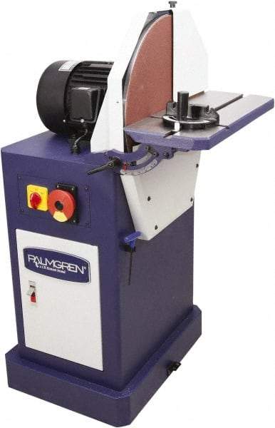 Palmgren - 20" Diam, 1,750 RPM, Three Phase Disc Sanding Machines - 22-11/16" Long Table x 8-1/2" Table Width, 27-3/4" Overall Length x 46-7/16" Overall Height - Best Tool & Supply