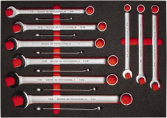 Proto - 15 Piece, 5/16" to 1-1/4", 12 Point Spline Combination Wrench Set - Inch Measurement Standard, Satin Finish, Comes in Roll Pouch - Best Tool & Supply