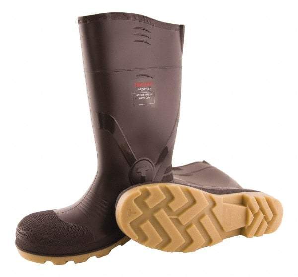 Tingley - Unisex Size 12 Medium Width Composite Knee Boot - Brown, Crepe, PVC Upper, PVC Outsole, 15" High, Pull-On - Best Tool & Supply