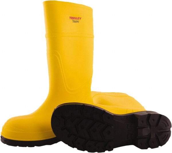 Tingley - Unisex Size 13 Medium Width Steel Knee Boot - Yellow, Navy, Polyurethane Upper, Polyurethane Outsole, 15" High, Pull-On - Best Tool & Supply