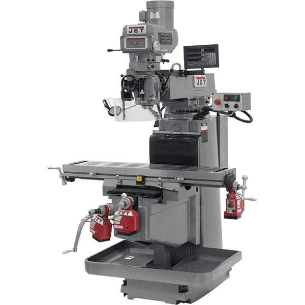 Jet - 54" Table Width x 12" Table Length, Variable Speed Pulley Control, 3 Phase Knee Milling Machine - NST40 Spindle Taper, 5 hp - Best Tool & Supply