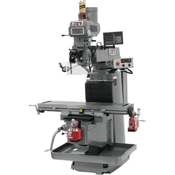 Jet - 54" Table Width x 12" Table Length, Variable Speed Pulley Control, 3 Phase Knee Milling Machine - NST40 Spindle Taper, 5 hp - Best Tool & Supply