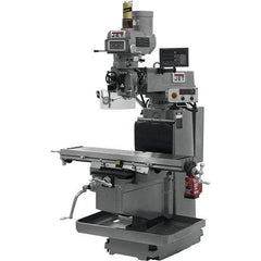 Jet - 54" Table Width x 12" Table Length, Variable Speed Pulley Control, 3 Phase Knee Milling Machine - NST40 Spindle Taper, 5 hp - Best Tool & Supply