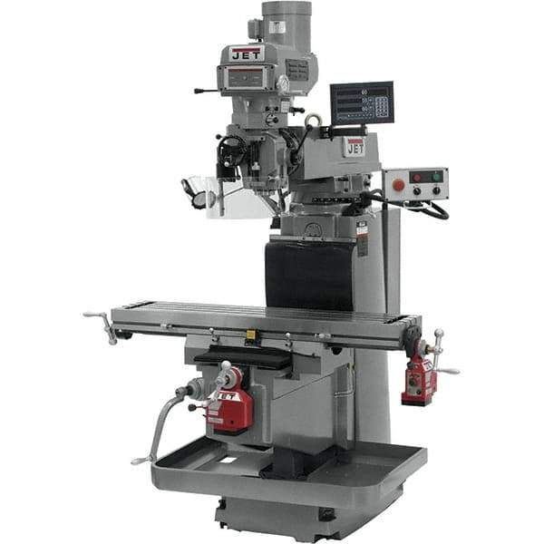 Jet - 54" Table Width x 12" Table Length, Variable Speed Pulley Control, 3 Phase Knee Milling Machine - NT40 Spindle Taper, 5 hp - Best Tool & Supply