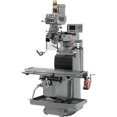 Jet - 54" Table Width x 12" Table Length, Variable Speed Pulley Control, 3 Phase Knee Milling Machine - R8 Spindle Taper, 5 hp - Best Tool & Supply