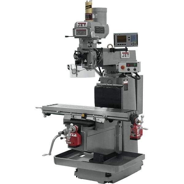 Jet - 54" Table Width x 12" Table Length, Variable Speed Pulley Control, 3 Phase Knee Milling Machine - NST40 Spindle Taper, 5 hp - Best Tool & Supply