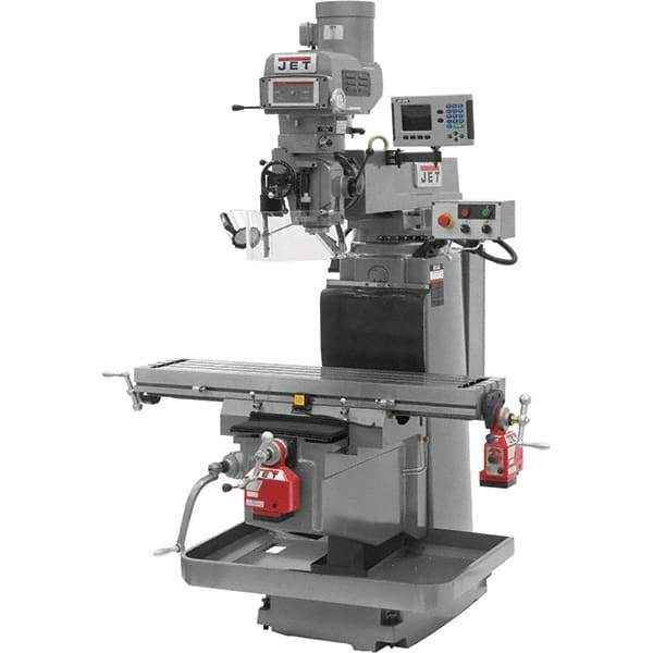 Jet - 54" Table Width x 12" Table Length, Variable Speed Pulley Control, 3 Phase Knee Milling Machine - NST40 Spindle Taper, 5 hp - Best Tool & Supply