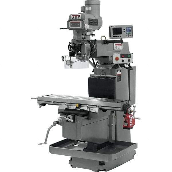 Jet - 54" Table Width x 12" Table Length, Variable Speed Pulley Control, 3 Phase Knee Milling Machine - NST40 Spindle Taper, 5 hp - Best Tool & Supply