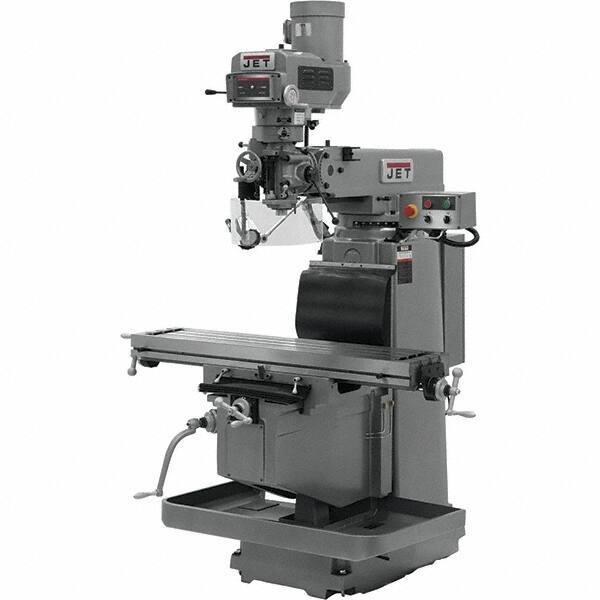 Jet - 54" Table Width x 12" Table Length, Variable Speed Pulley Control, 3 Phase Knee Milling Machine - R8 Spindle Taper, 5 hp - Best Tool & Supply