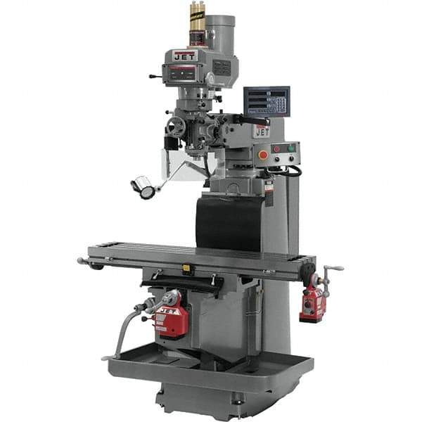 Jet - 54" Table Width x 12" Table Length, Variable Speed Pulley Control, 3 Phase Knee Milling Machine - R8 Spindle Taper, 5 hp - Best Tool & Supply