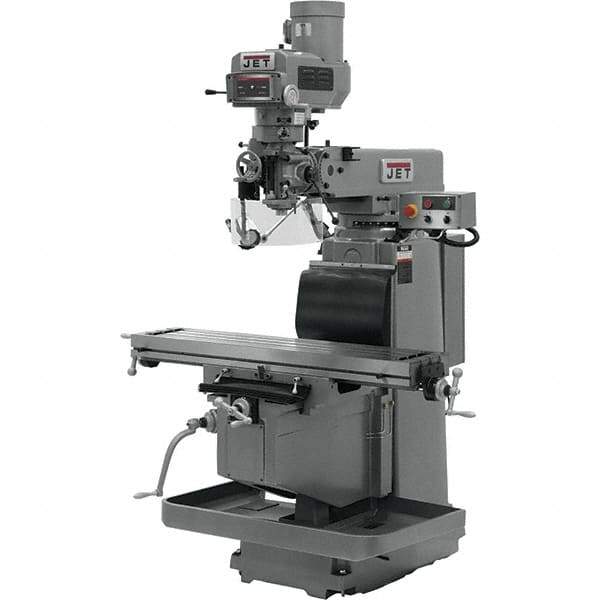 Jet - 54" Table Width x 12" Table Length, Electronic Variable Speed Control, 3 Phase Knee Milling Machine - NST40 Spindle Taper, 5 hp - Best Tool & Supply