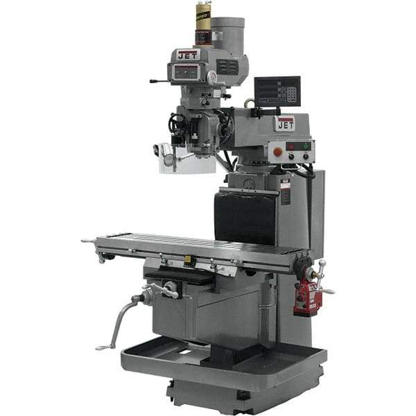 Jet - 54" Table Width x 12" Table Length, Electronic Variable Speed Control, 3 Phase Knee Milling Machine - NST40 Spindle Taper, 5 hp - Best Tool & Supply