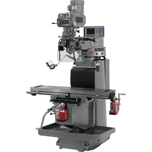 Jet - 54" Table Width x 12" Table Length, Electronic Variable Speed Control, 3 Phase Knee Milling Machine - R8 Spindle Taper, 5 hp - Best Tool & Supply