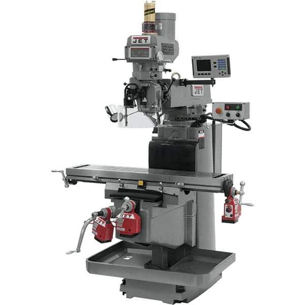 Jet - 54" Table Width x 12" Table Length, Electronic Variable Speed Control, 3 Phase Knee Milling Machine - NST40 Spindle Taper, 5 hp - Best Tool & Supply