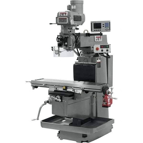 Jet - 54" Table Width x 12" Table Length, Electronic Variable Speed Control, 3 Phase Knee Milling Machine - NST40 Spindle Taper, 5 hp - Best Tool & Supply