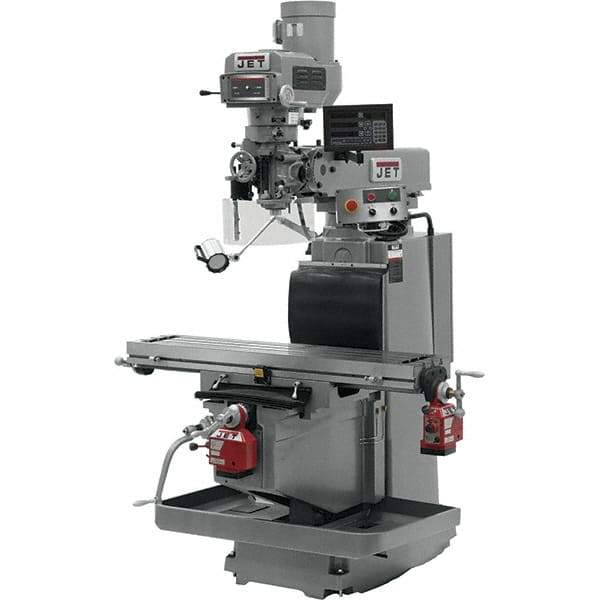 Jet - 54" Table Width x 12" Table Length, Electronic Variable Speed Control, 3 Phase Knee Milling Machine - R8 Spindle Taper, 5 hp - Best Tool & Supply