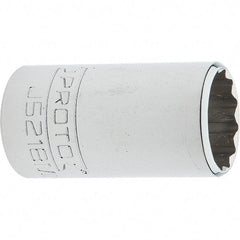 Proto - 3/8" Drive, Intermediate Hand Socket - 12 Points, 1-25/32" OAL, Steel, Full Polish Finish - Best Tool & Supply