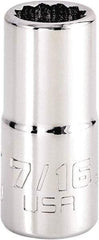 Proto - 7/16", 3/8" Drive, Intermediate Hand Socket - 12 Points, 1-25/32" OAL, Steel, Full Polish Finish - Best Tool & Supply